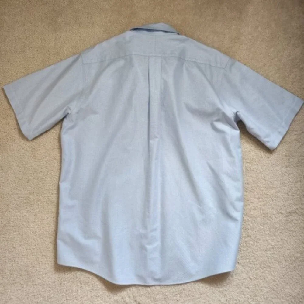 L.L. Bean Blue Short Sleeve Oxford Shirt - Picture 3 of 7